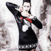 Velvet Long Sleeve Bodycon Mushrooms Dress | Limited Edition Black, Red and White Dress